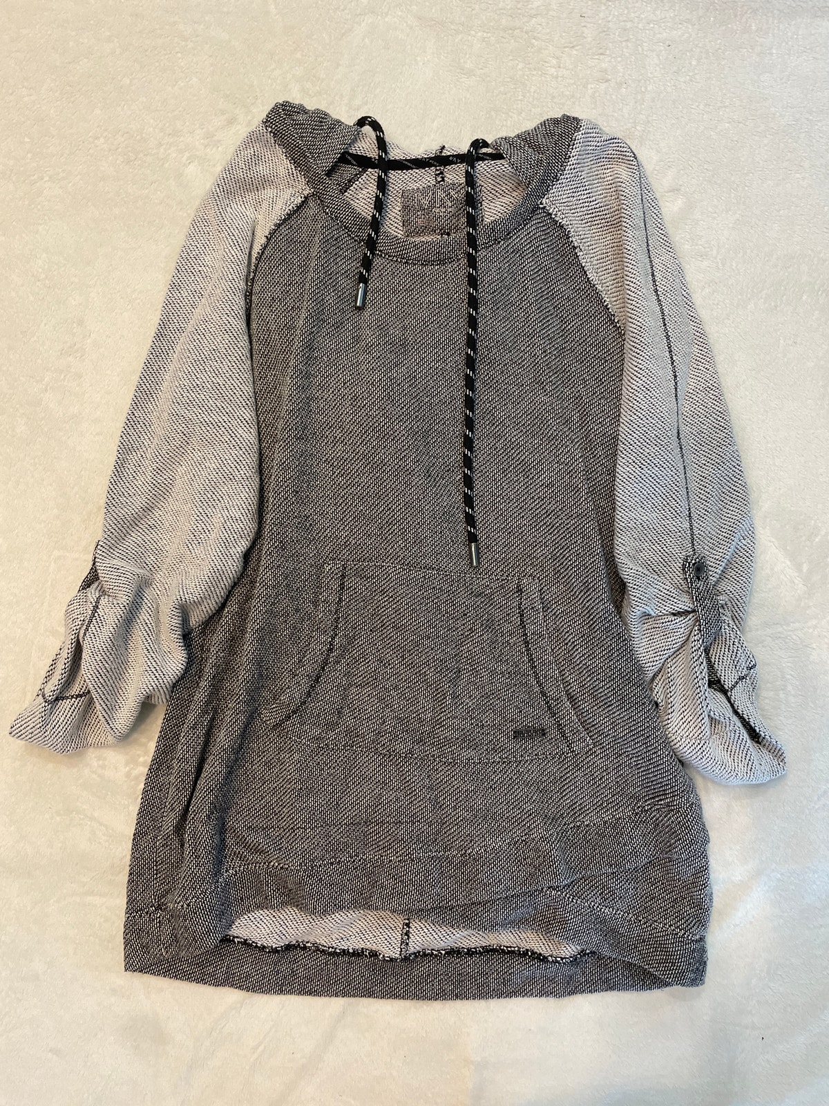 Marc New York Performance Plus Thermal Hoodie Top L French Terry Colorblock Gray
